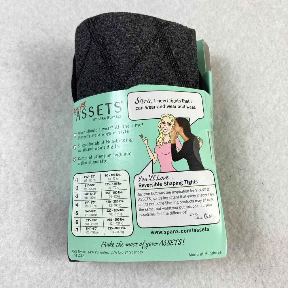 SPANX Assets Sara‎ Blakely Reversible Shaping Tights Women's 4 Flipside Diamond - Picture 4 of 6